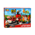 JDLT Fire Series Burger Shop Fire Rescue 32 Pcs Building Blocks Set with Light & Sound – 3Y+