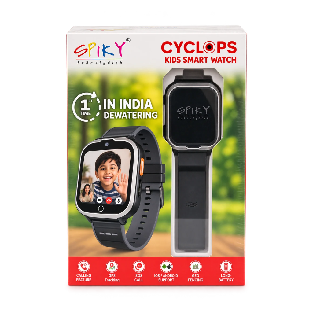 Spiky Cyclops Kids Smart Watch with GPS Tracking, Calling & SOS – Black