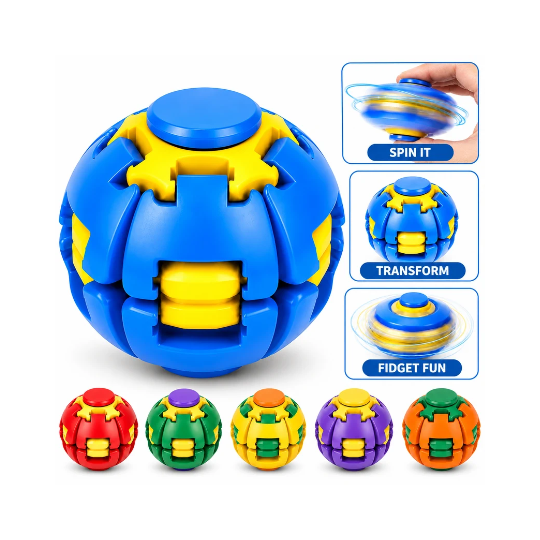 2-in-1 Magic Fidget Ball & Spinning Top Colourful Stress Relief Sensory Toy Assorted Color