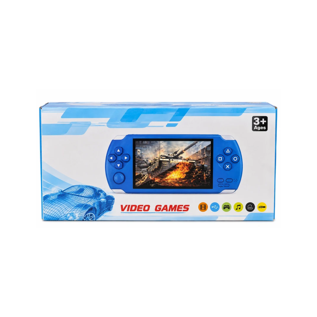 Portable Handheld Video Game Console with Colour Screen, Multimedia & Built-in Games – Blue