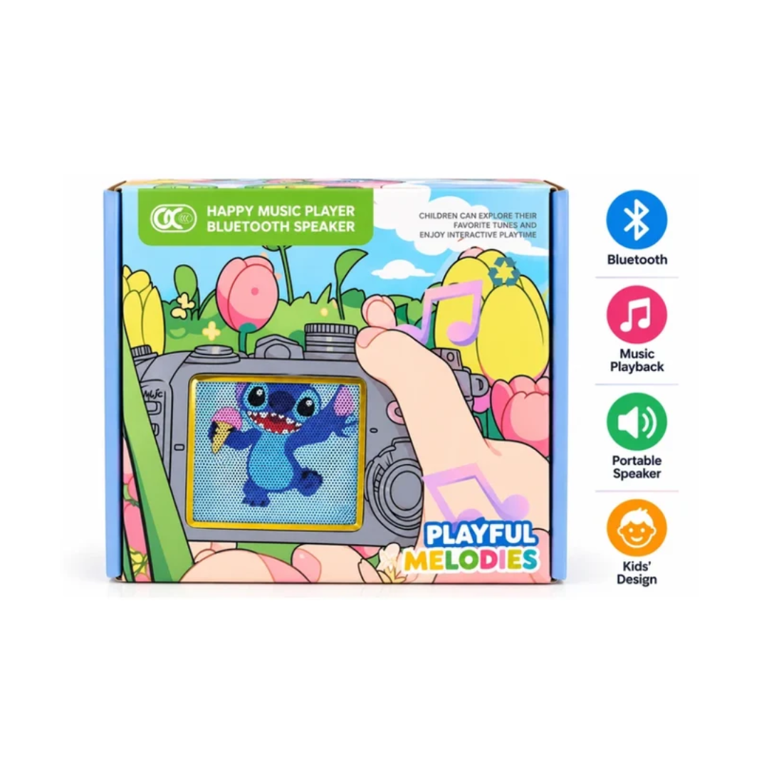 Stitch Happy Music Player Bluetooth Speaker for Kids | Portable Music Player with Built-in Speaker
