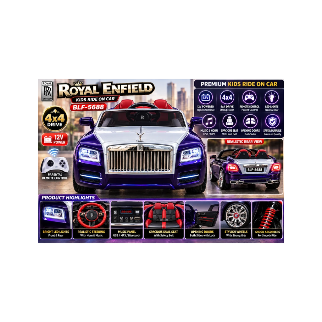 Royal Rolls 4x4 Kids Electric Ride-On Car | 12V Battery Operated Luxury Car