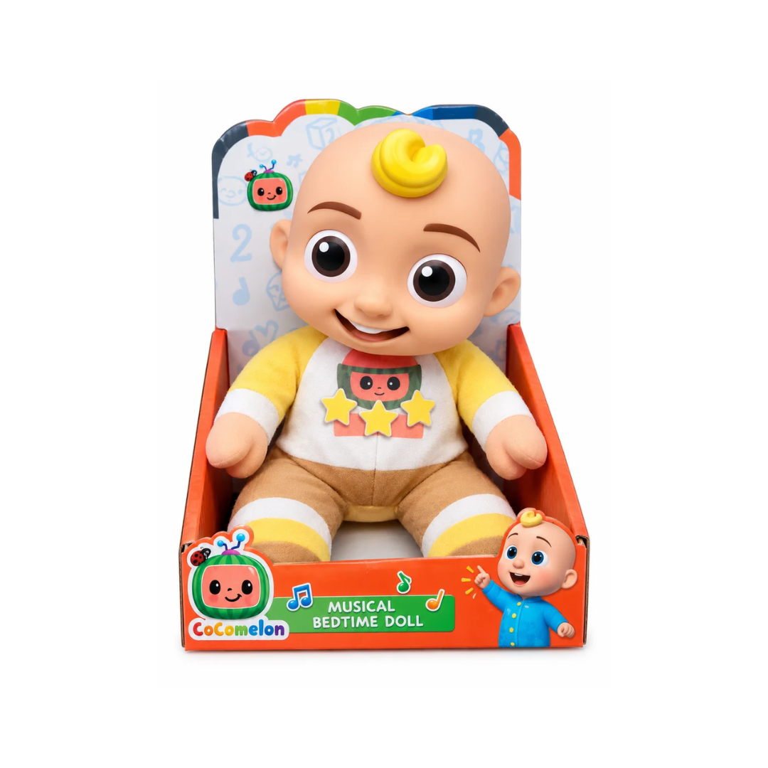 Cocomelon Musical Bedtime JJ Doll – Yellow Outfit Interactive Character Doll for Kids