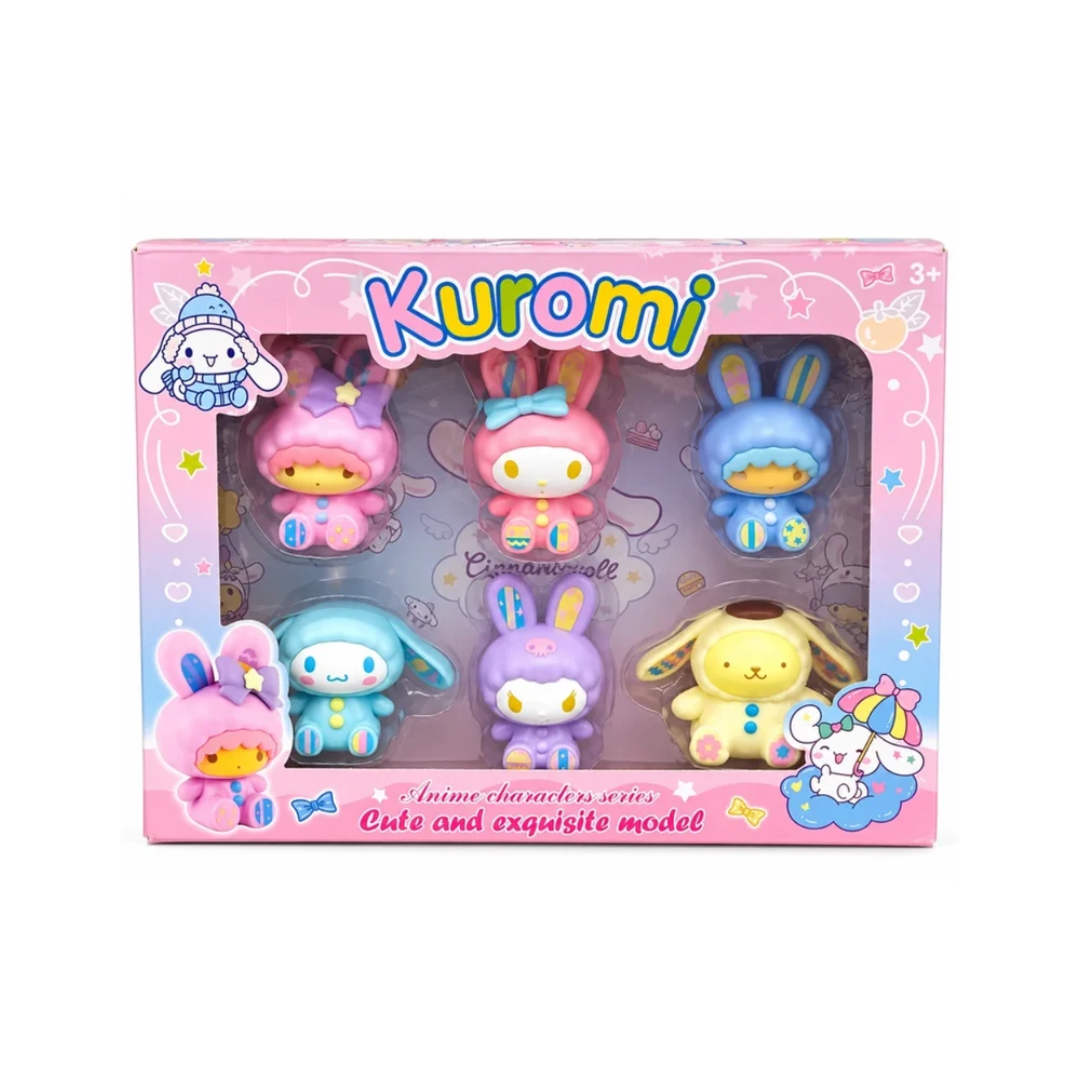 Kuromi & Friends Cute Anime Character Figure Set – 6 Collectible Figures for Kids
