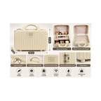 Portable Hard Shell Makeup & Travel Organizer Case with Handle – Cream White (30cm)