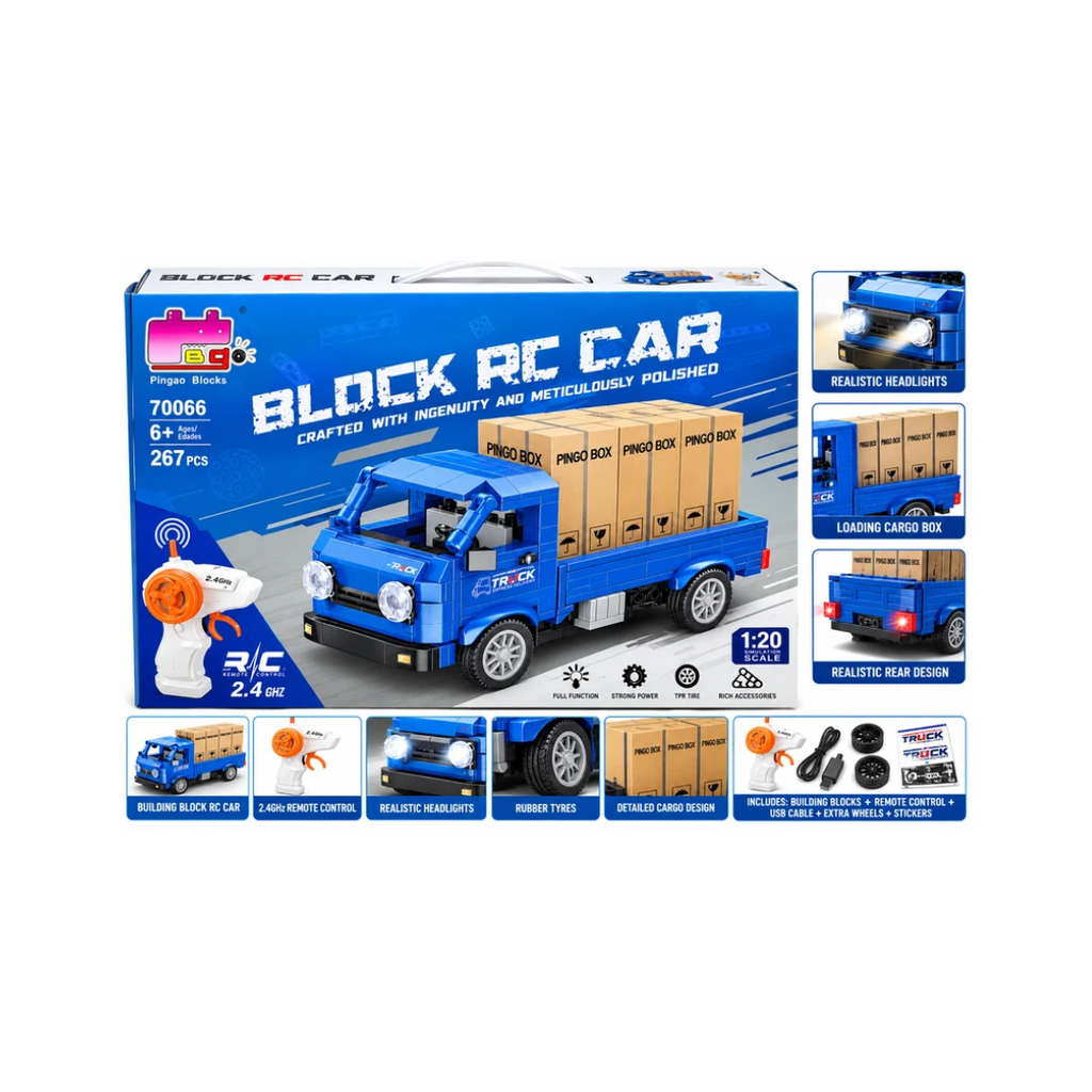 Pingao Blocks 70066 Block RC Truck Building Set – 267 Pcs, 2.4GHz Remote Control