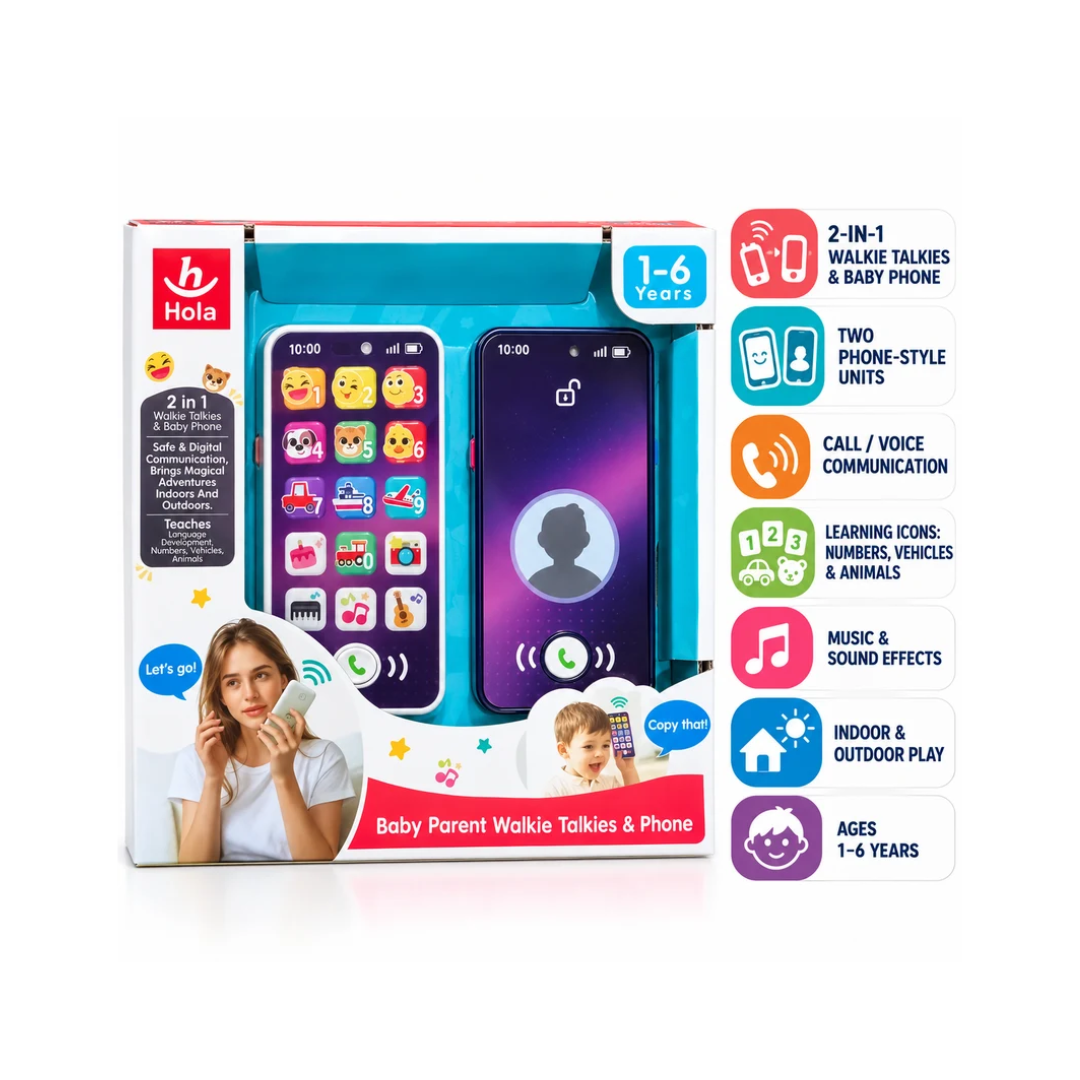 Hola 2-in-1 Baby Parent Walkie Talkies & Toy Phone for Kids Ages 1–6 Years