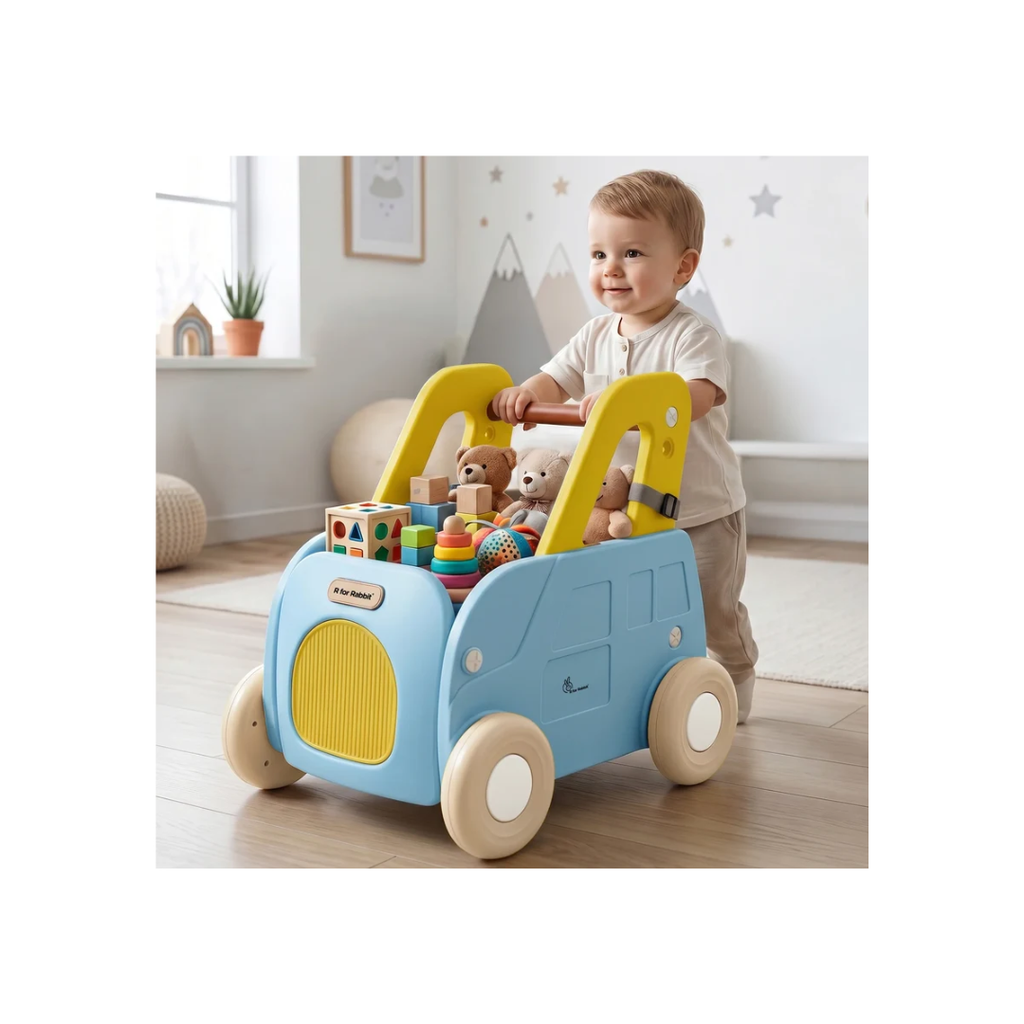 R for Rabbit Kiddie Kart 4-in-1 Versatile Toy Cart – Ride, Push & Storage Play Cart Blue Yellow