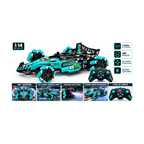 LUMO 1:14 Scale RC Racing Stunt Car | 2.4GHz Remote Control Formula Racing Car with 360° Rotation, Sideways Drift, LED Lights & Spray Effect – Turquoise Blue