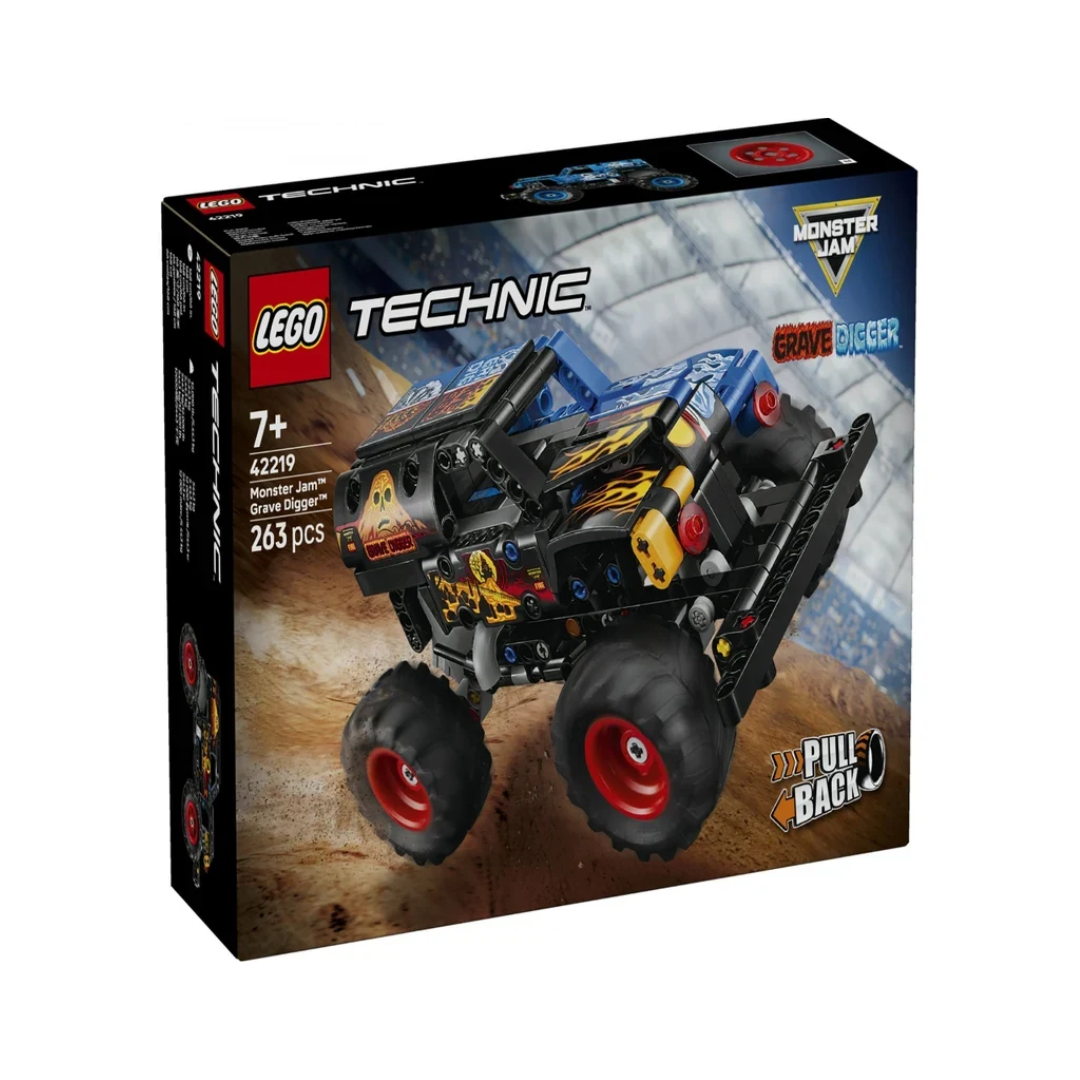 LEGO Technic Monster Jam Grave Digger Fire and Ice Pull-Back Monster Truck Building Set 42219, 263 Pieces – 7+ Years