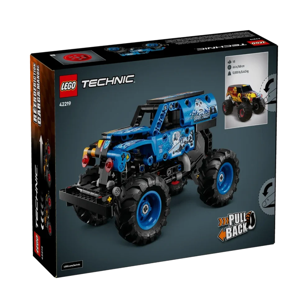 LEGO Technic Monster Jam Grave Digger Fire and Ice Pull-Back Monster Truck Building Set 42219, 263 Pieces – 7+ Years
