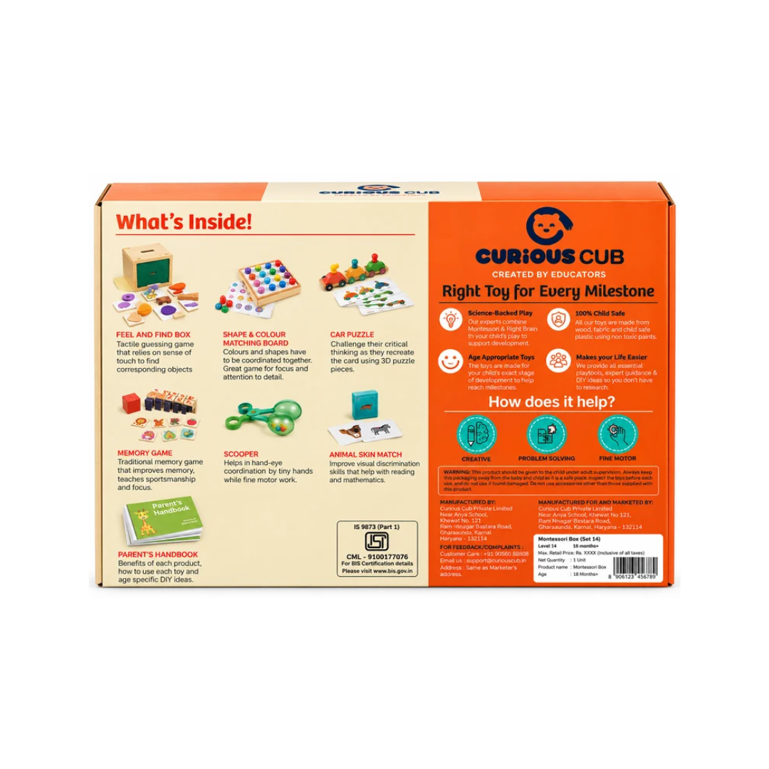 Curious Cub Play & Learn Montessori Kit – Level 14 | 2 Years 9 Months+ | 7 Engaging Toys