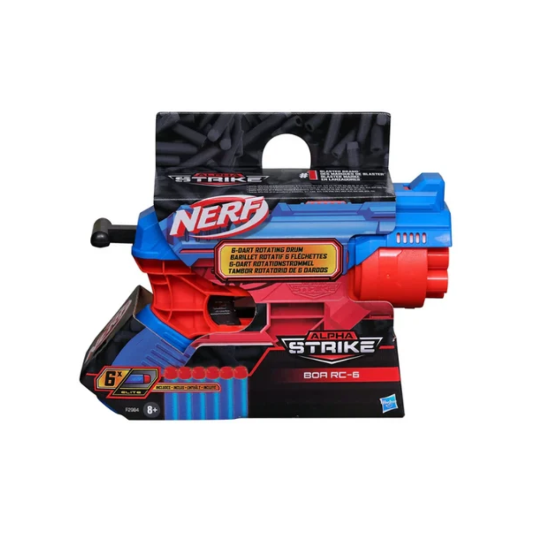 Hasbro Nerf Alpha Strike Boa RC-6 Blaster with 6-Dart Rotating Drum,Fire 6 Darts
