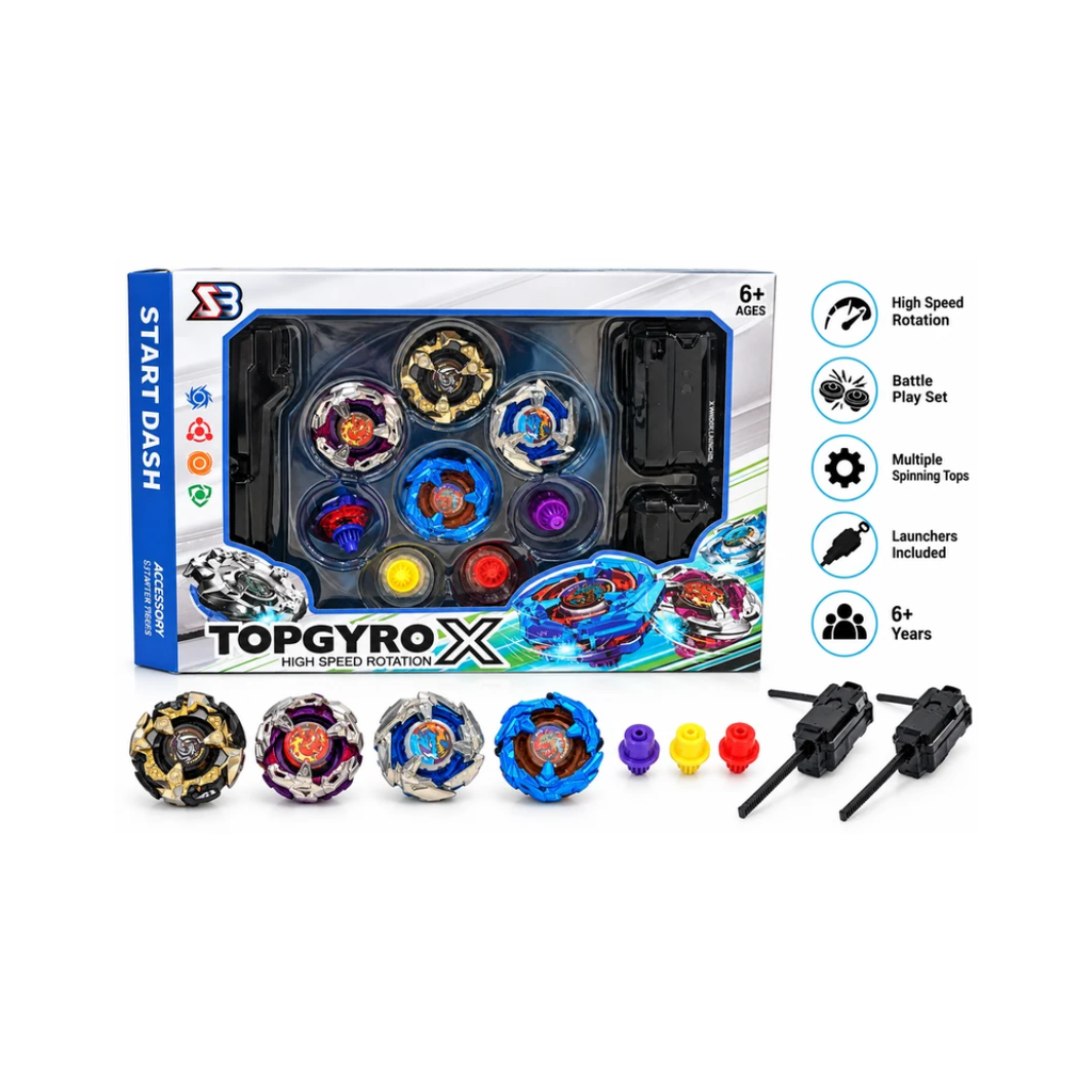 Top Gyro X Beyblade-Style Battle Set with Launchers & Spinners – 6+ Years