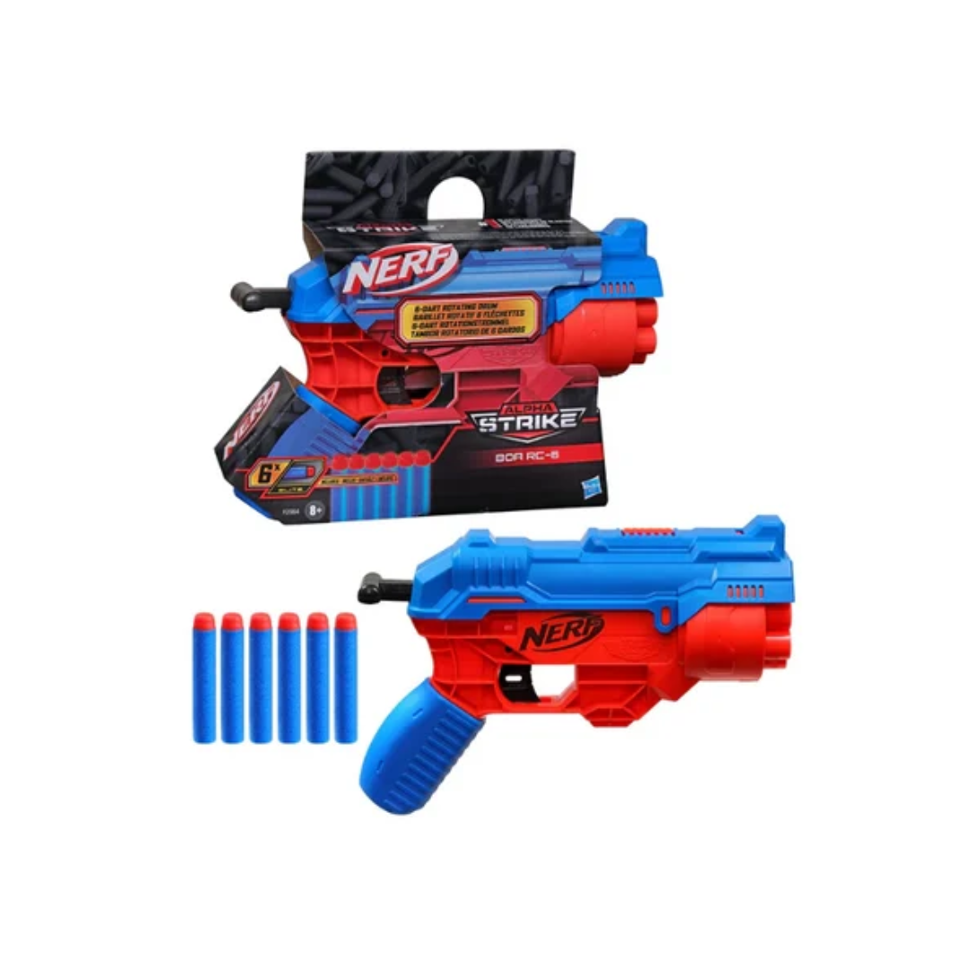 Hasbro Nerf Alpha Strike Boa RC-6 Blaster with 6-Dart Rotating Drum,Fire 6 Darts