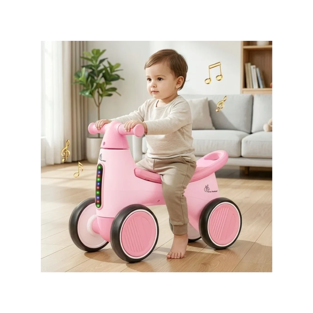 R For Rabbit Speedster Glider Baby Ride-on Car Push Ride with Music & Lights Pink