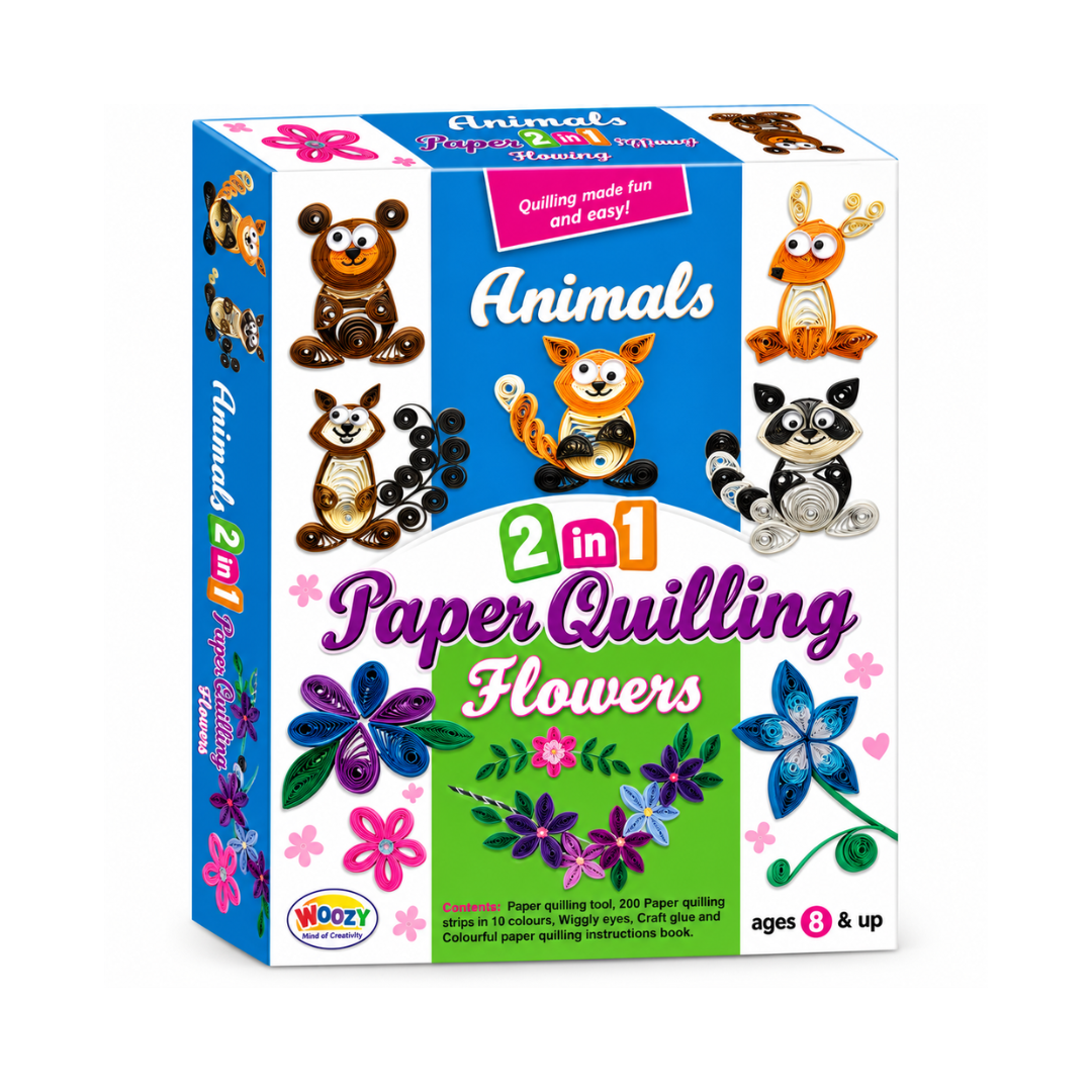 Ekta Paper Quilling Set Animals And Flowers Edition