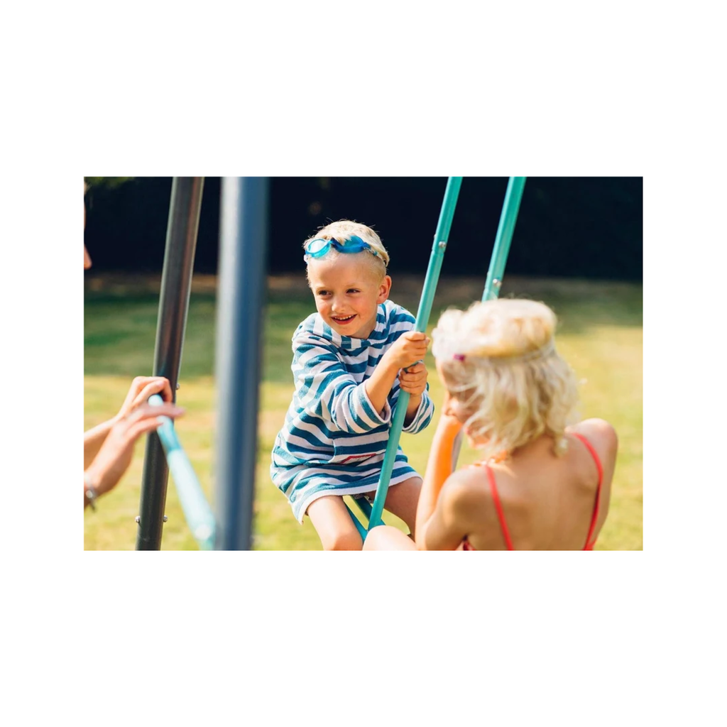 Plum Metal Single Swing & 2-Seater Glider with Mist Feature | Premium Outdoor Kids Swing Set