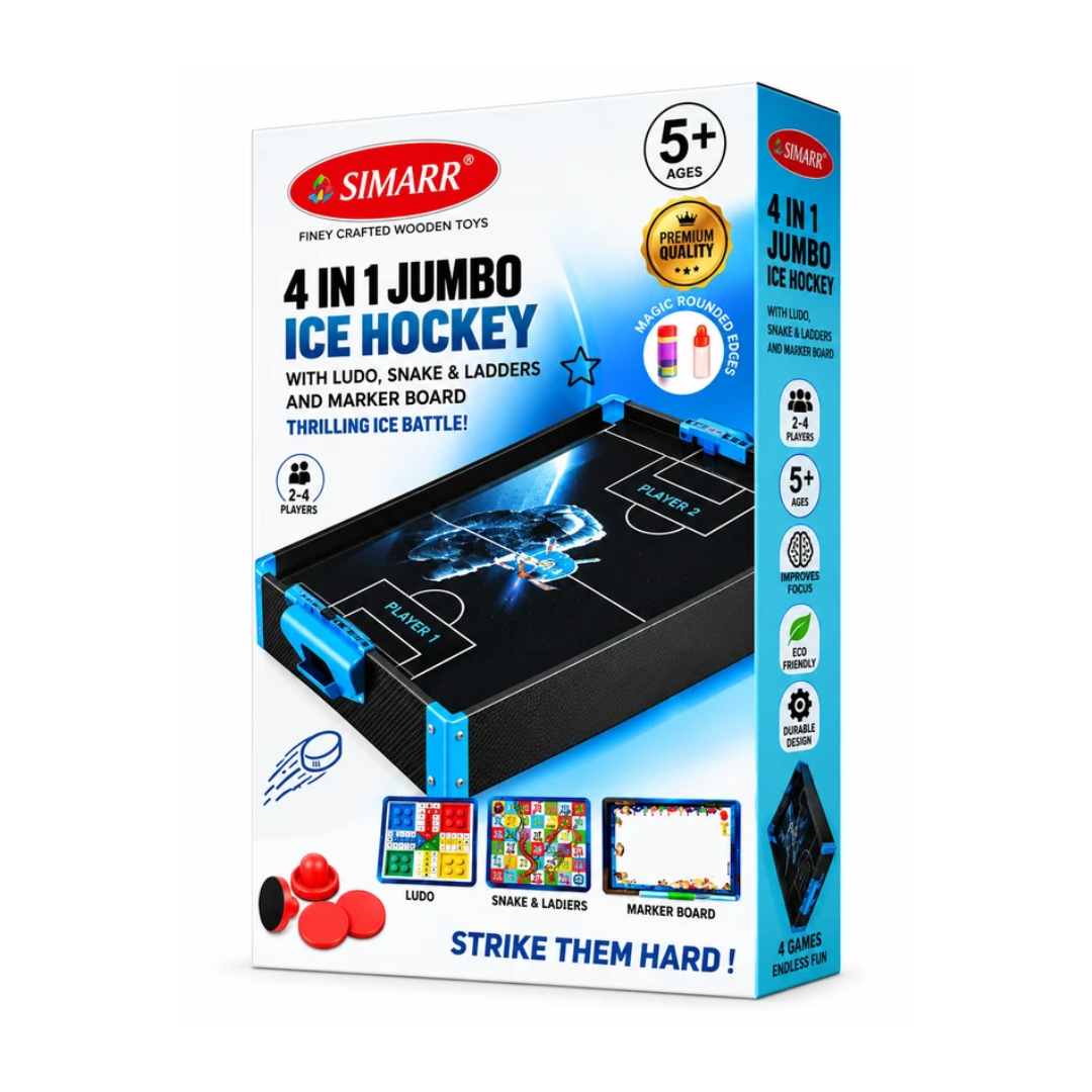 Simarr 4-in-1 Jumbo Ice-Hockey Game with Ludo Snakes & Ladder and Whiteboard