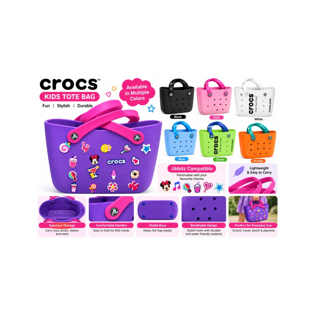 Crocs Kids Tote Bag – Multicolor Assorted Colors