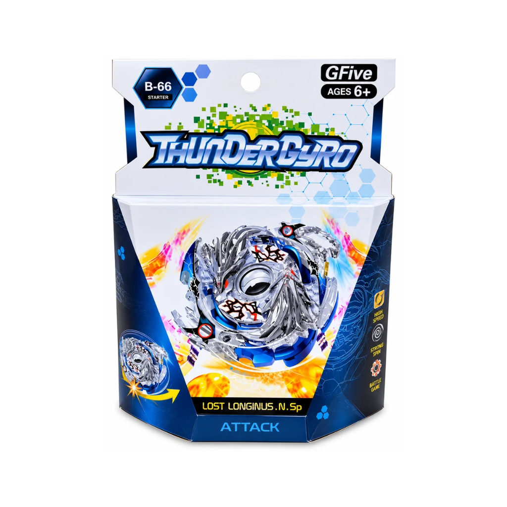 Thunder Pro B-66 Starter Spinning Top – Lost Longinus N.5P Attack Type, 6+ Years