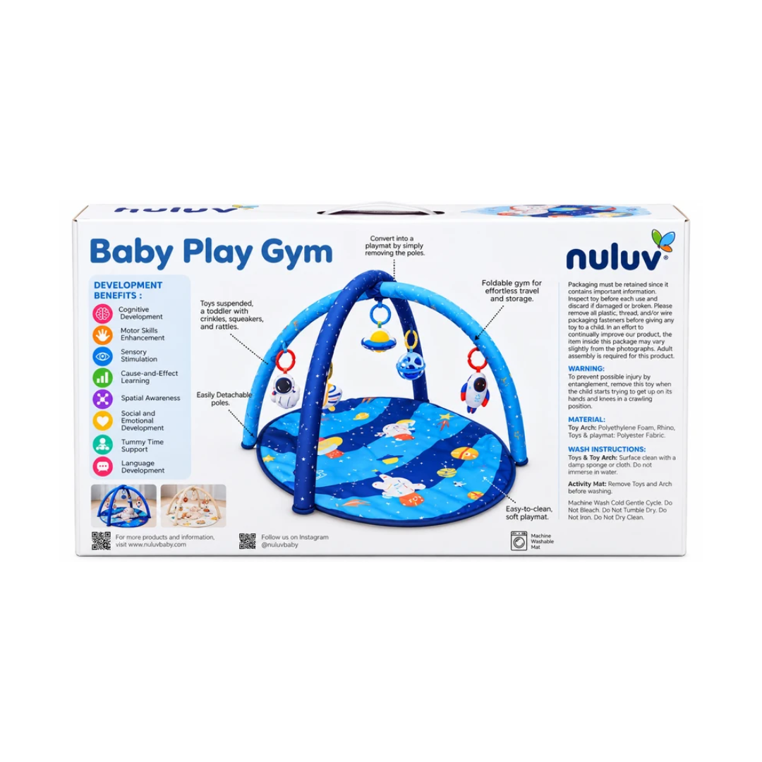 Nuluv Baby Play Gym | Soft Activity & Play Mat with Hanging Toys | 0+ Months