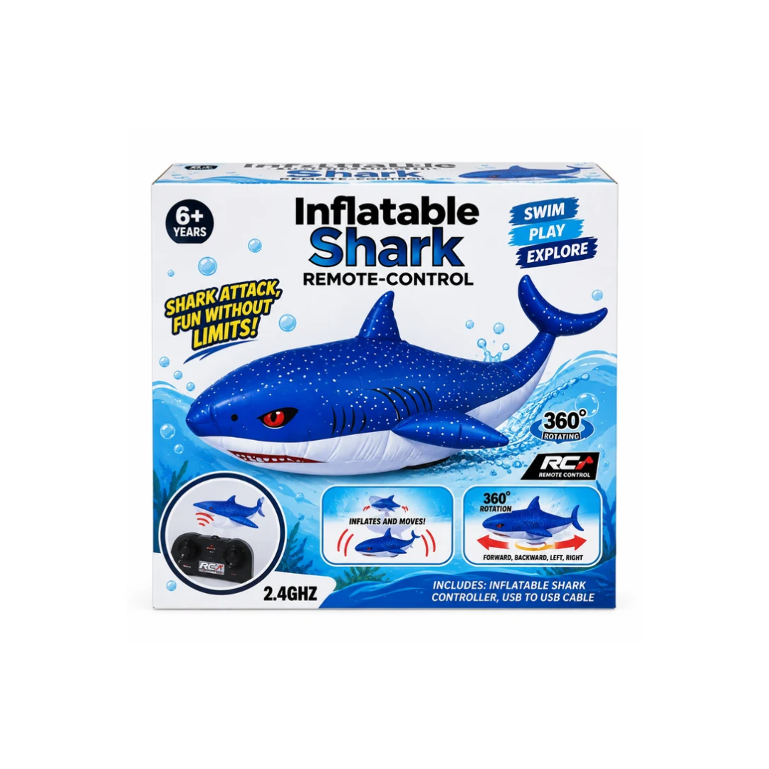Rainbow Toys Inflatable Shark Remote Control Toy – 360° Rotating 2.4GHz RC Shark for Kids