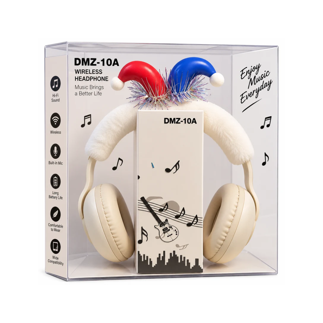 DMZ-10A Kids Cute Jester Wireless Over-Ear Headphones – White