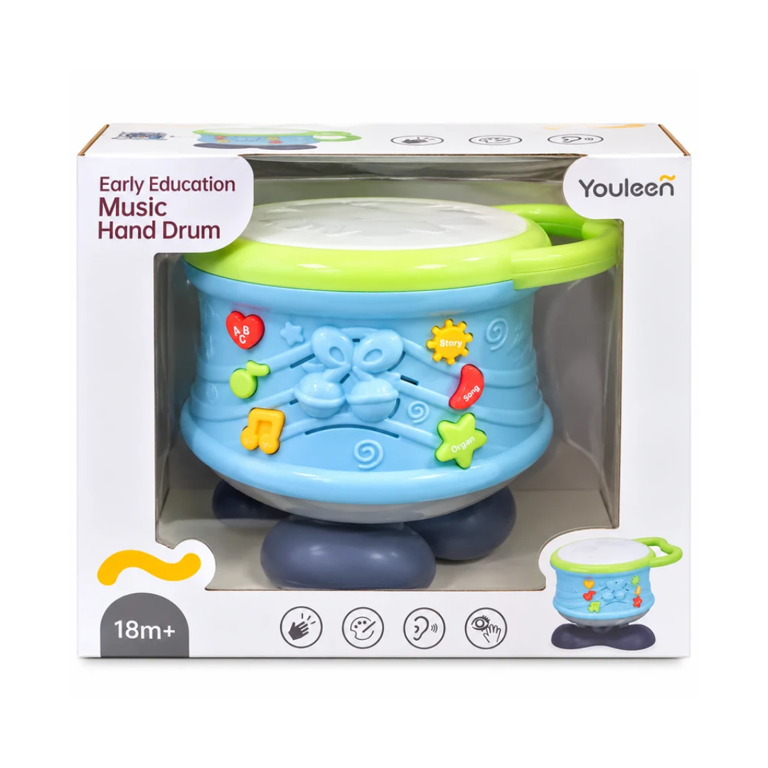 Youleen Early Education Music Hand Drum | Interactive Musical Learning Toy with Songs, Stories & Organ Sounds | 18M+