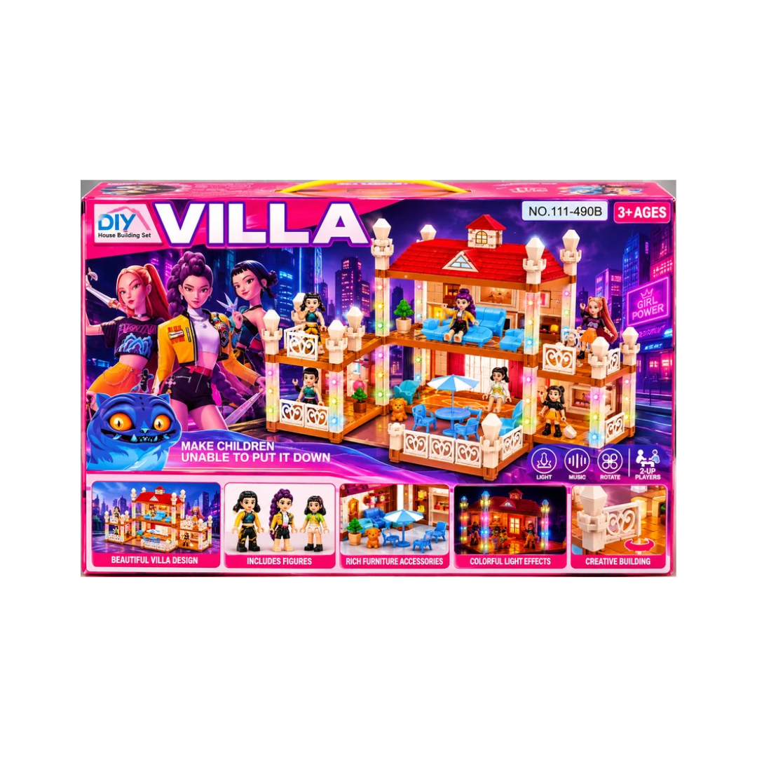 DIY Villa Princess Castle Building Blocks Playset | 2-Storey Dream House with Mini Figures & Furniture | 3+ Years