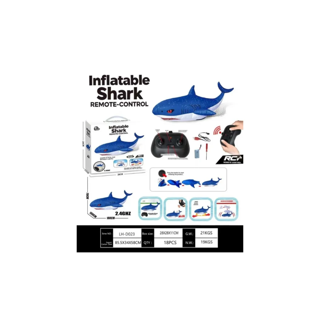 Rainbow Toys Inflatable Shark Remote Control Toy – 360° Rotating 2.4GHz RC Shark for Kids