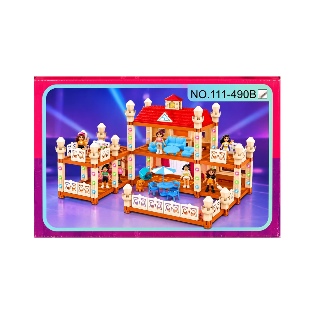 DIY Villa Princess Castle Building Blocks Playset | 2-Storey Dream House with Mini Figures & Furniture | 3+ Years