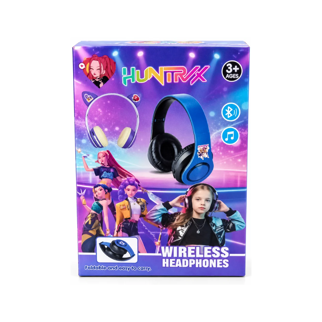 HUNTRIX Wireless Bluetooth Headphones for Kids – Foldable Music Headset, Portable Design, Ages 3+