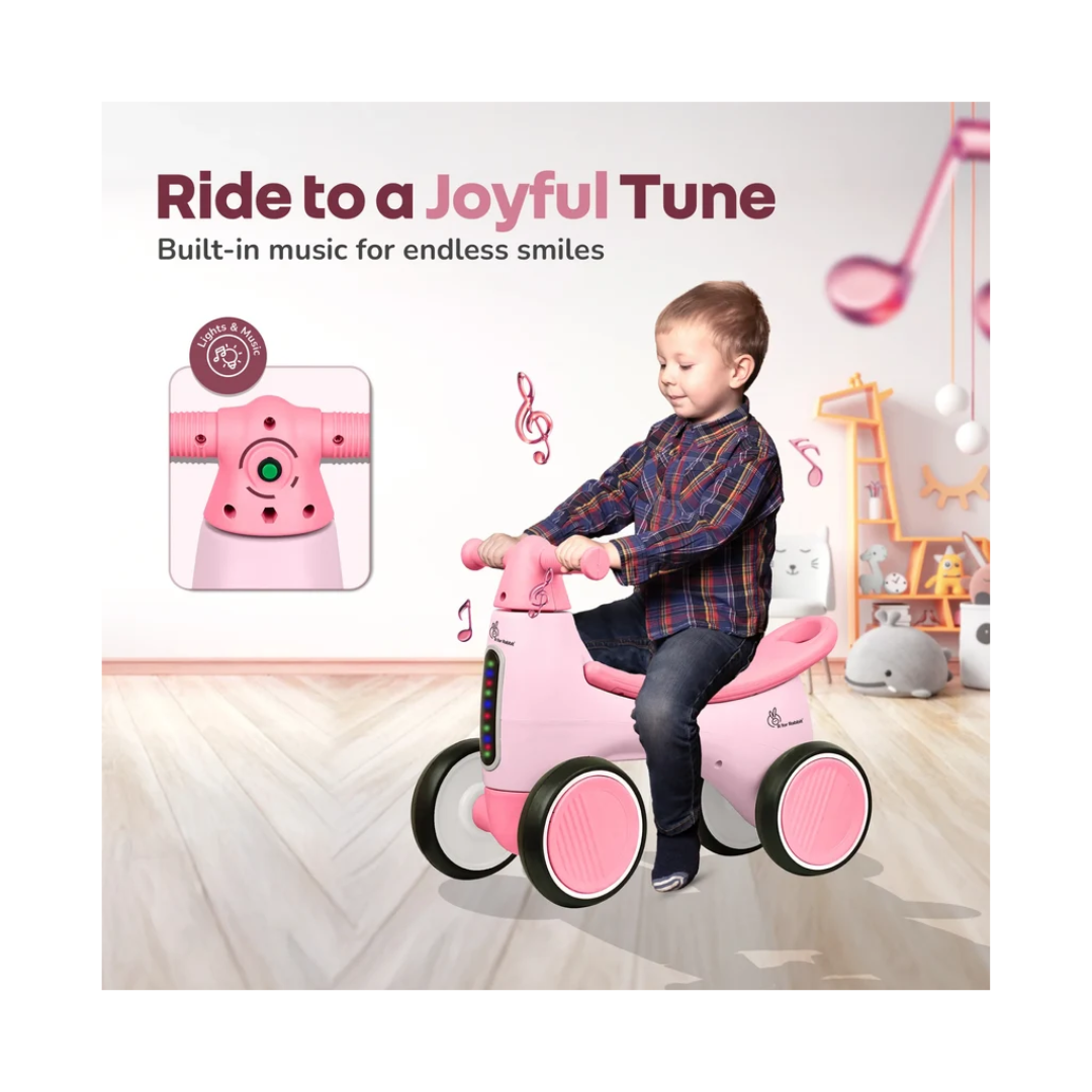 R For Rabbit Speedster Glider Baby Ride-on Car Push Ride with Music & Lights Pink