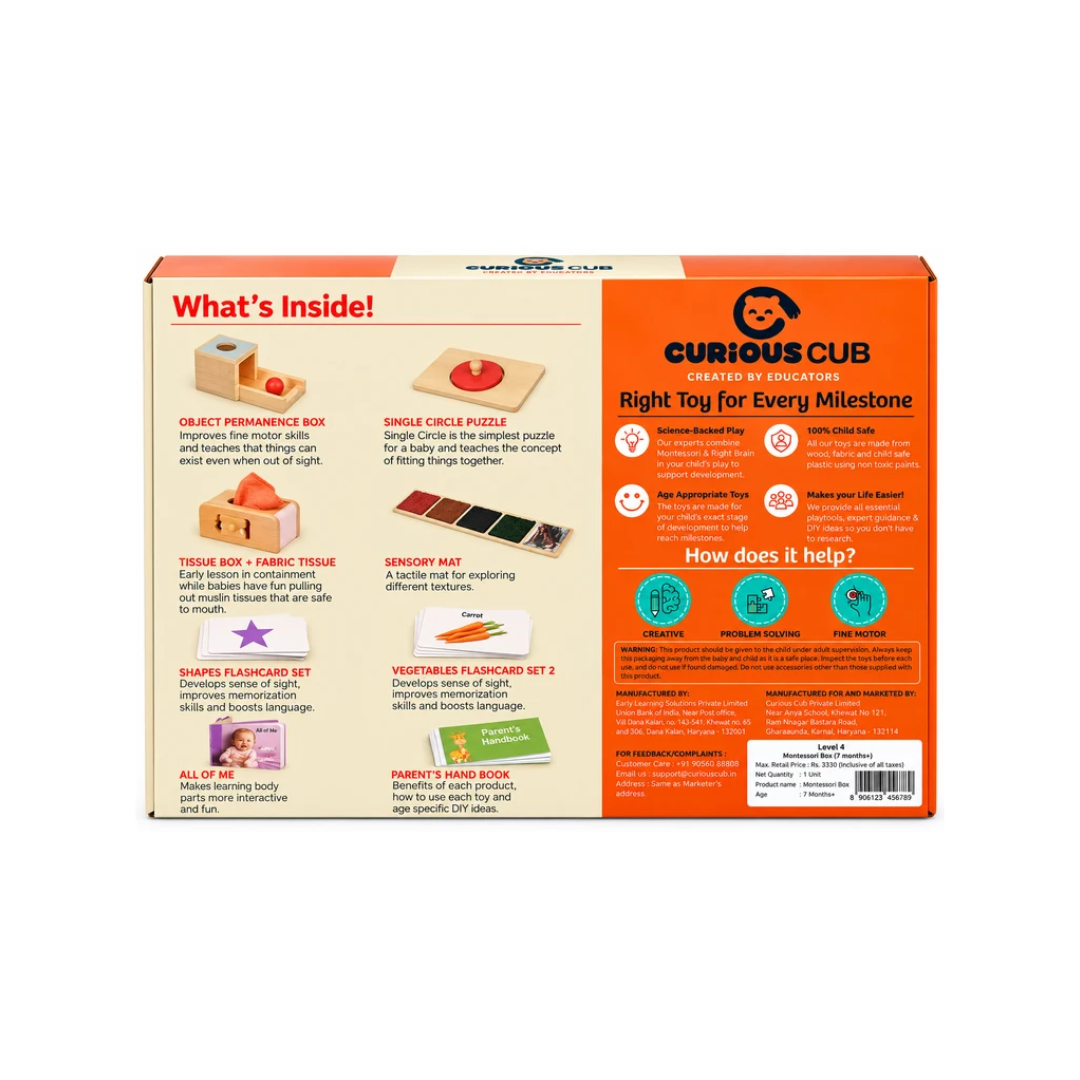 Curious Cub Play & Learn Montessori Kit – Level 4 | 7 Months+ | 8 Engaging Toys