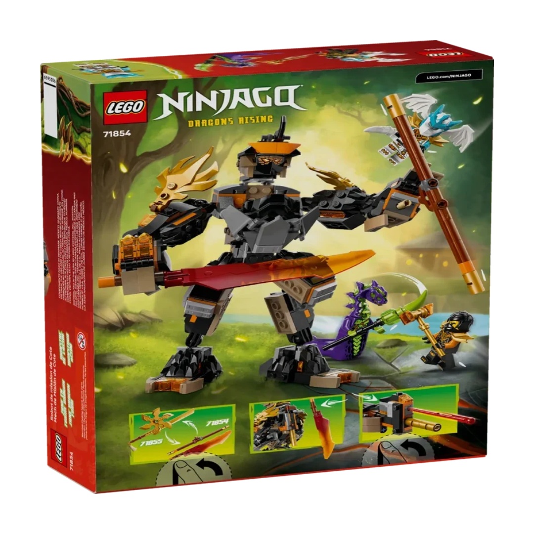 LEGO NINJAGO Cole’s Mission Mech & Dragon Zane Building Set 71854, 364 Pieces – 7+ Years