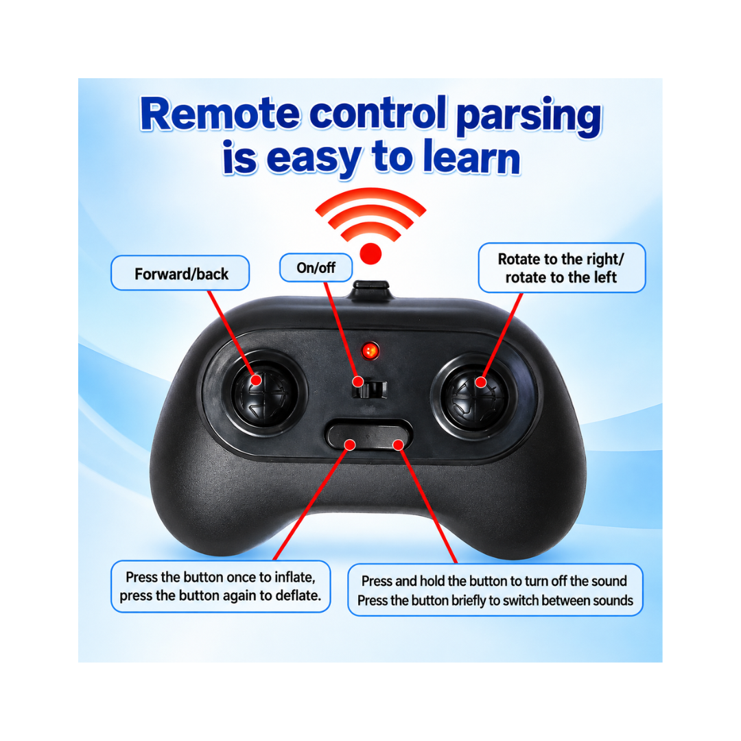 Rainbow Toys Inflatable Shark Remote Control Toy – 360° Rotating 2.4GHz RC Shark for Kids