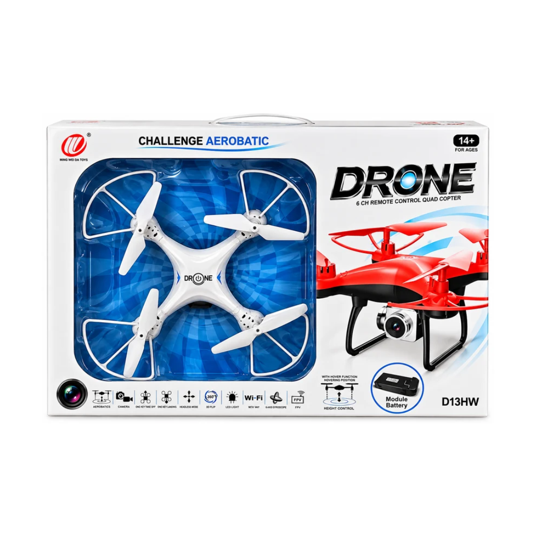 Ming Wei Da Challenge Aerobatic Drone D13HW | 6-Channel Remote Control Quadcopter with Camera, WiFi FPV & 360° Flip | 14+ Years