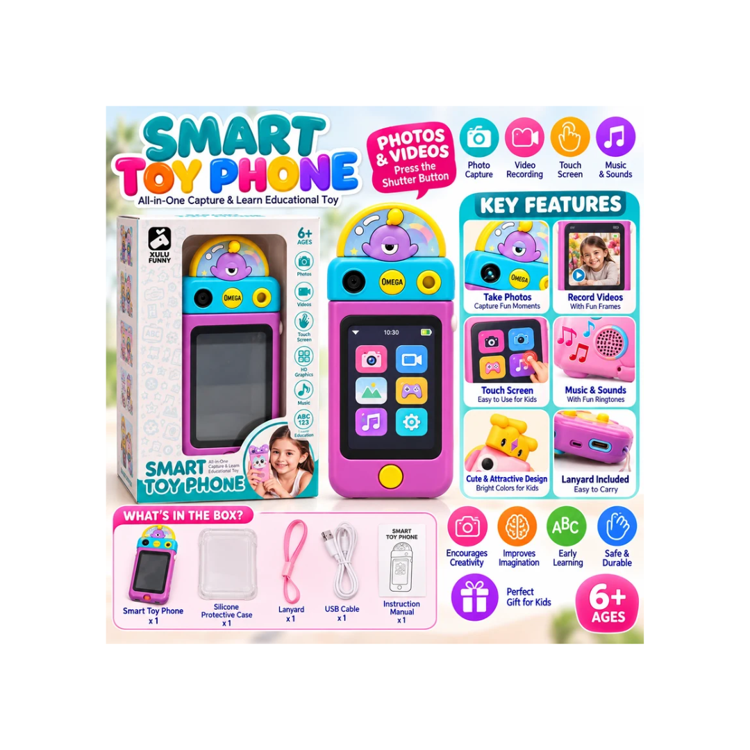 Smart Toy Phone for Kids | Camera, Video, Touchscreen, Music & Learning Games  Assorted Color