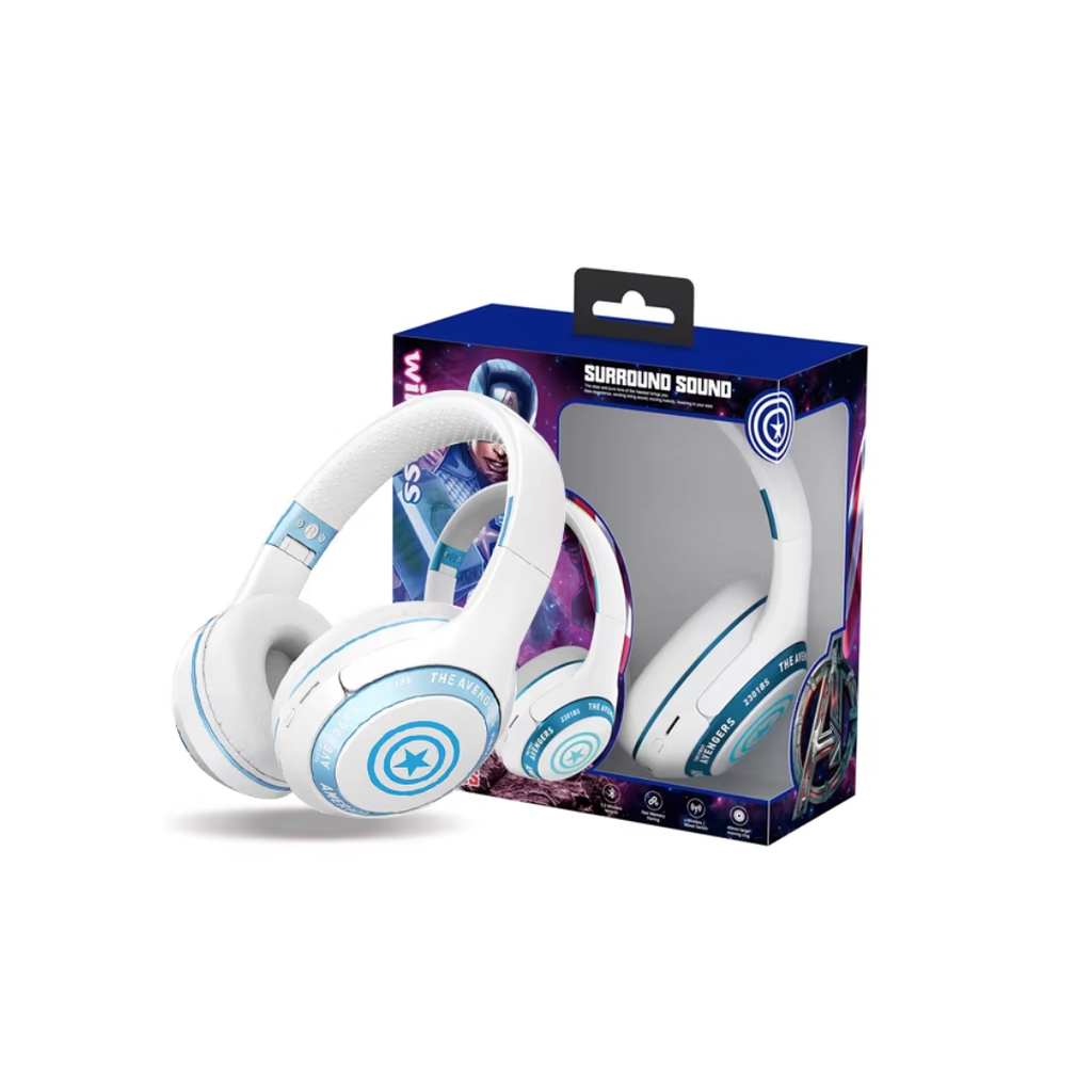 M8000 Luminous Avengers Wireless Over-Ear Headphones with Surround Sound – White