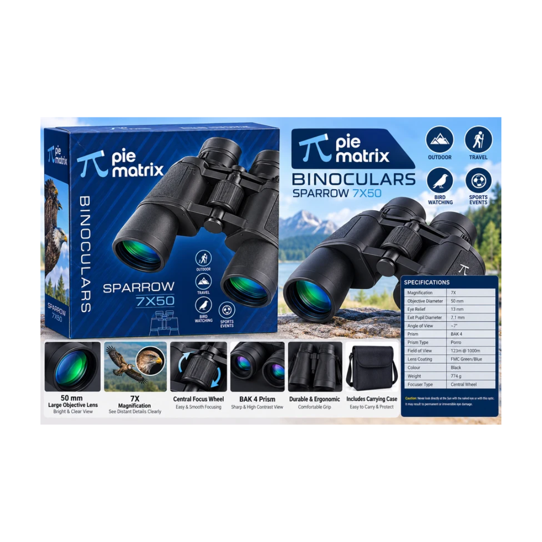 Pie Matrix Falcon F15(15×70) BinoaPie Matrix Sparrow 7x50 Binoculars | 7X Magnification with 50mm Lens | Outdoor Viewing Binocularscular (Copy)