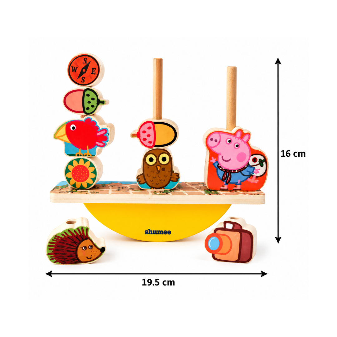 Shumee Peppa Pig Wooden Blocks Balancing Game - (3 Years+)