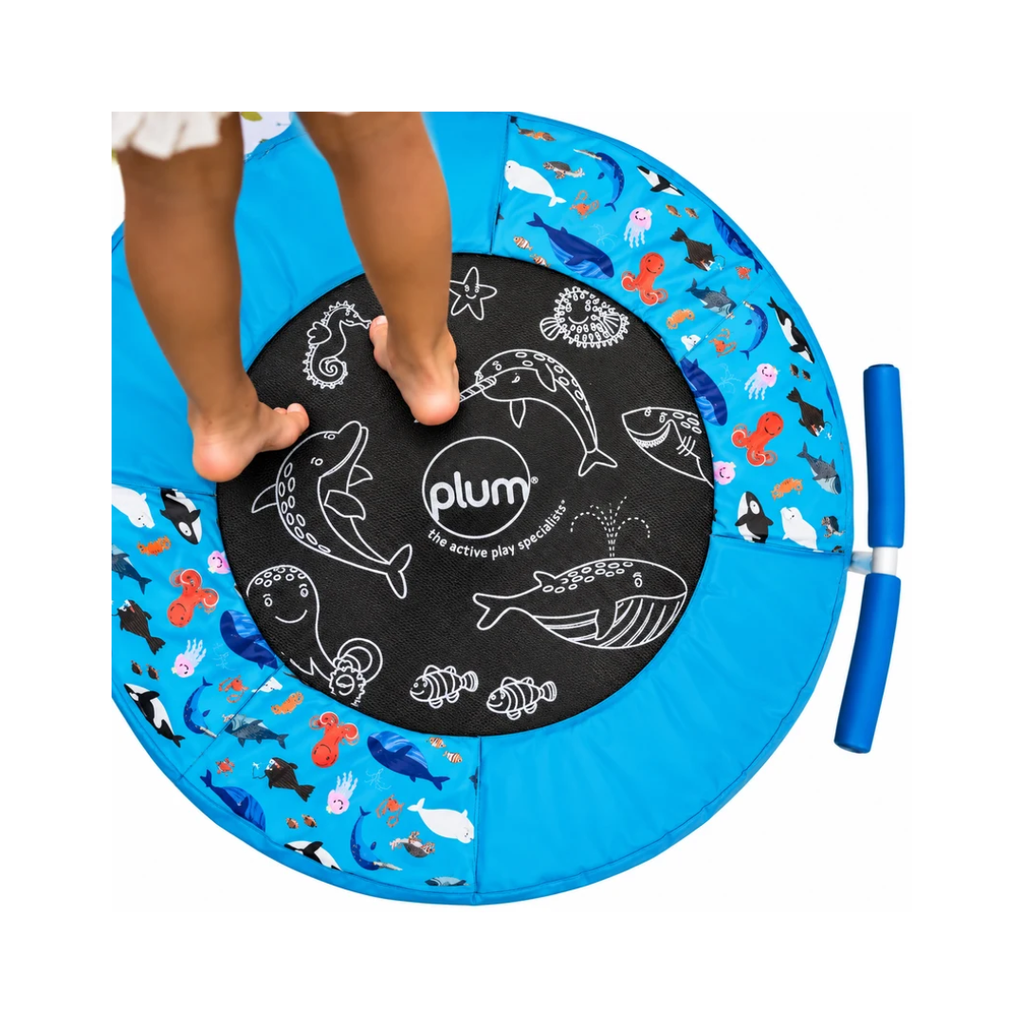 Plum Junior Ocean Bouncer with Sounds | Spring-Free Kids Trampoline with Handle for Ages 18 Months+