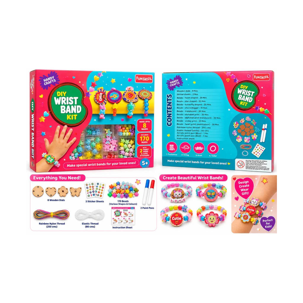 Funskool Handy Crafts DIY Wrist Band Kit | Make Your Own Friendship Bracelets with 170 Beads | Ages 5+