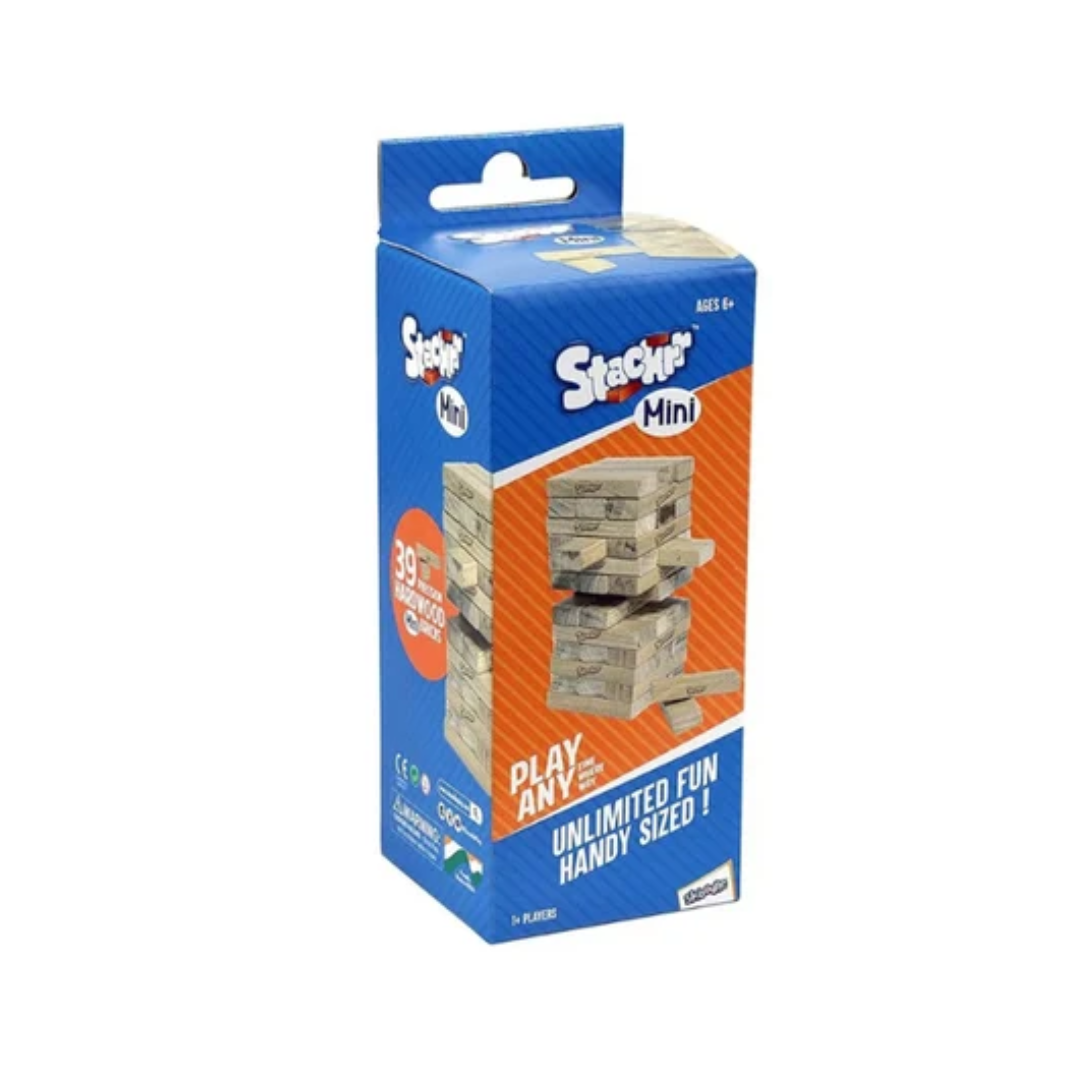 Skoodle Stackrr Mini Stacking Tumbling Tower Game with 39 Precision Wooden Blocks