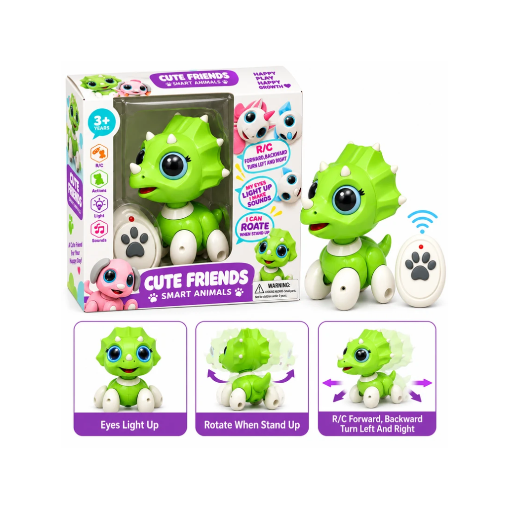 Cute Friends Smart Animals R/C Dinosaur – Remote Control Interactive Toy with Light & Sound | 3+ Years