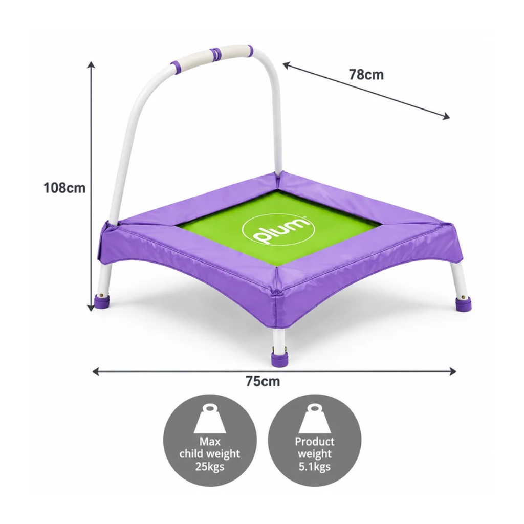 Plum Toys Junior Bouncer with Handle | Spring-Free Kids Trampoline for Ages 18 Months–5 Years