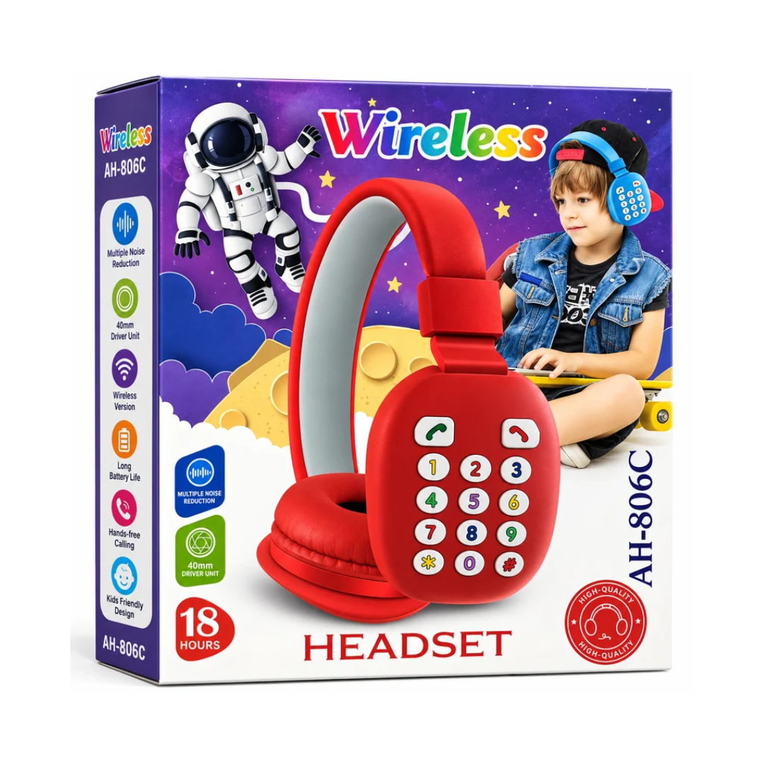 AH-806C Kids Wireless Headphones with Dial Pad Design