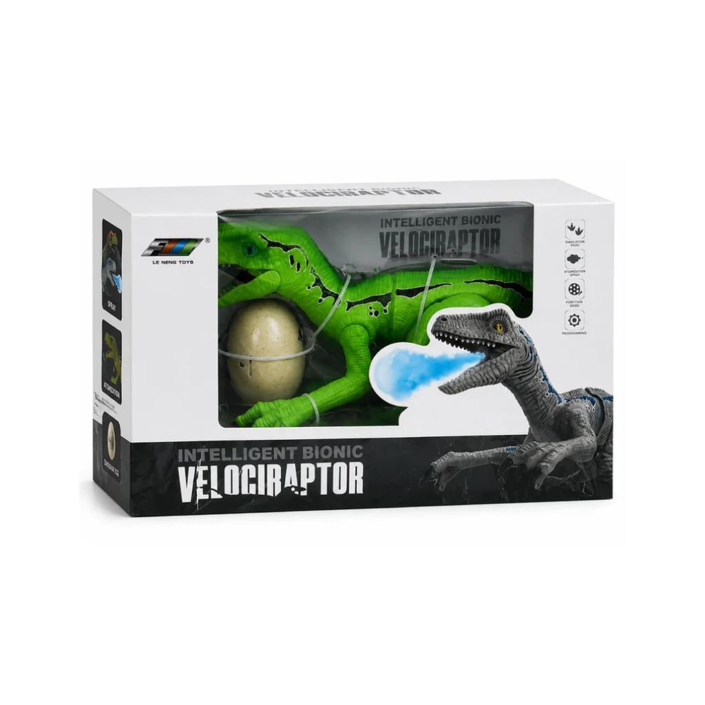 Remote Control Intelligent Bionic Velociraptor Interactive Dinosaur Toy with Spray & Programming Function