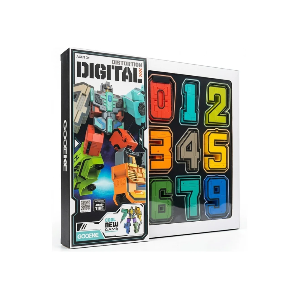 GOOEKE Distortion Digital Transforming Number Robot – 10-Piece Educational STEM Building Toy Set (Numbers 0-9) for Kids Ages 3+